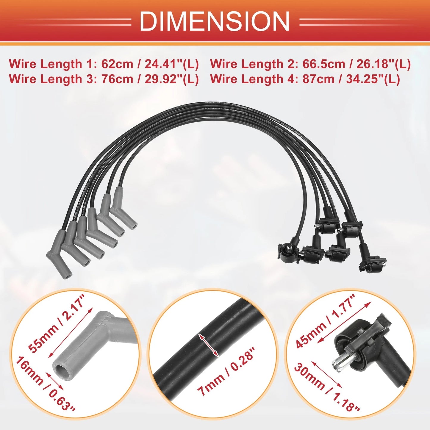 6 x Spark Plug Wire Ignition Coil Cables for Ford E-150 F-150 (1997-2000)
