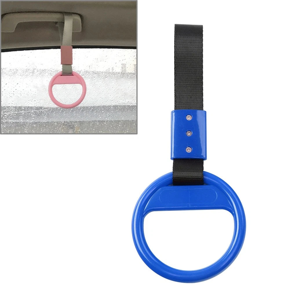 JDM Blue & Black Drift Charm Handle Strap for Subway Train & Bus