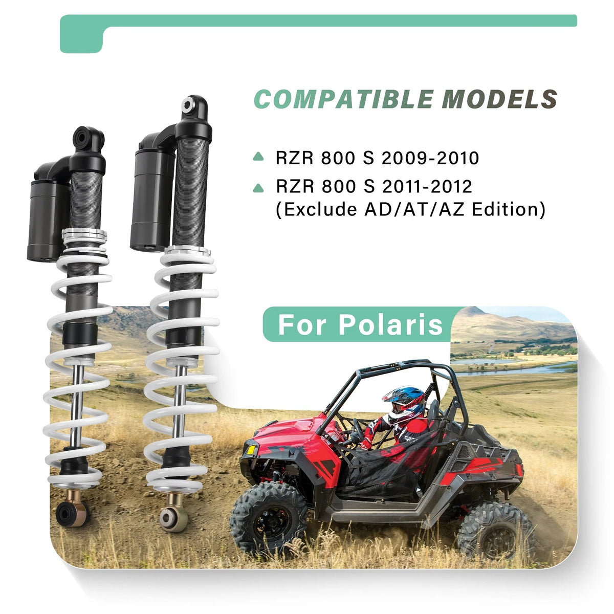 4 x Front And Rear Air Shock Absorbers for Polaris RZR S 800 EFI (2009–2012)