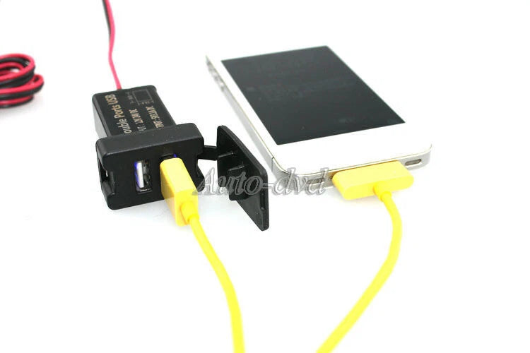 2.1A Dual USB Port Socket Plug Phone Charger Audio Input Original Fit for Toyota