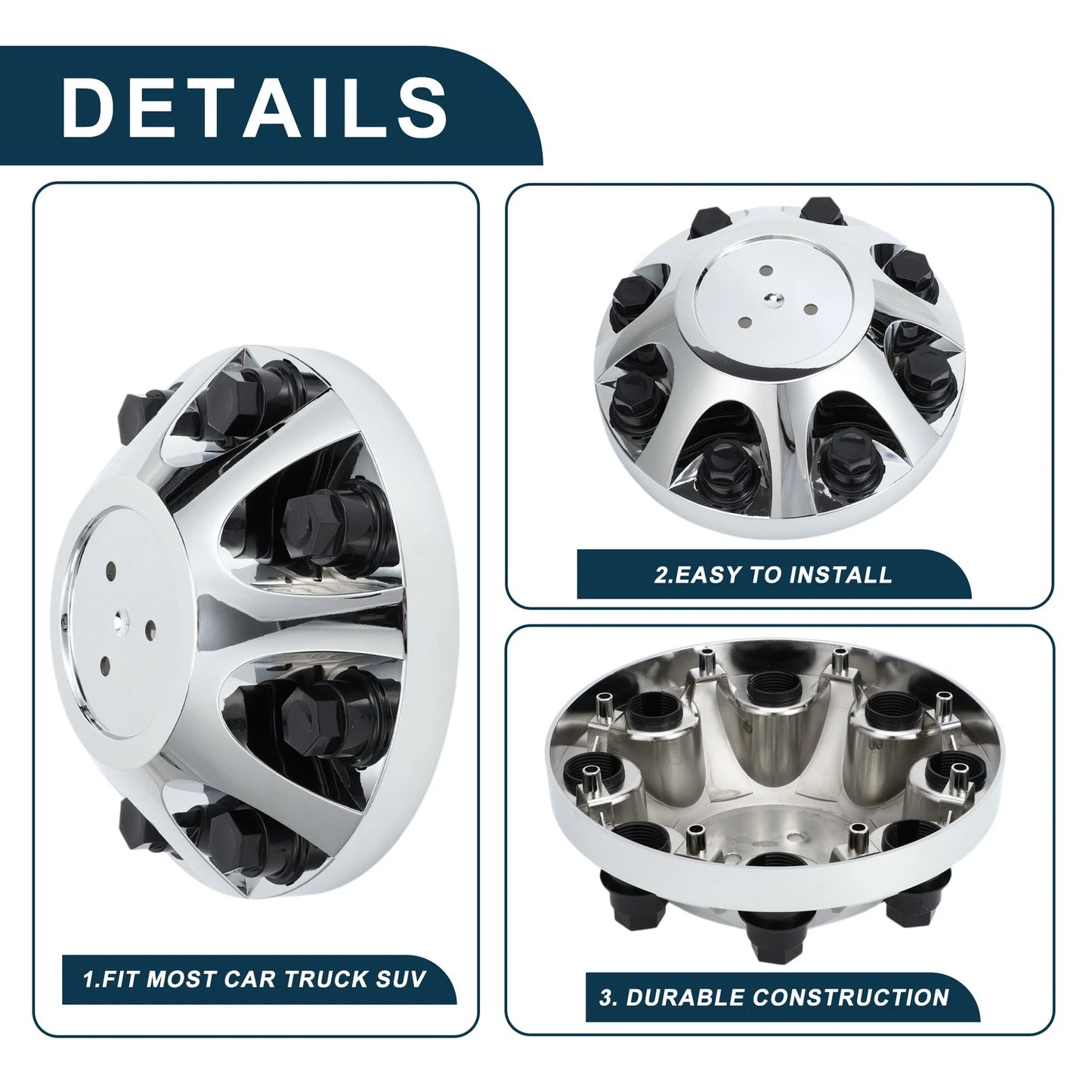 Center Caps for Chevrolet 226mm Chrome Silver Tone Plastic 1 x