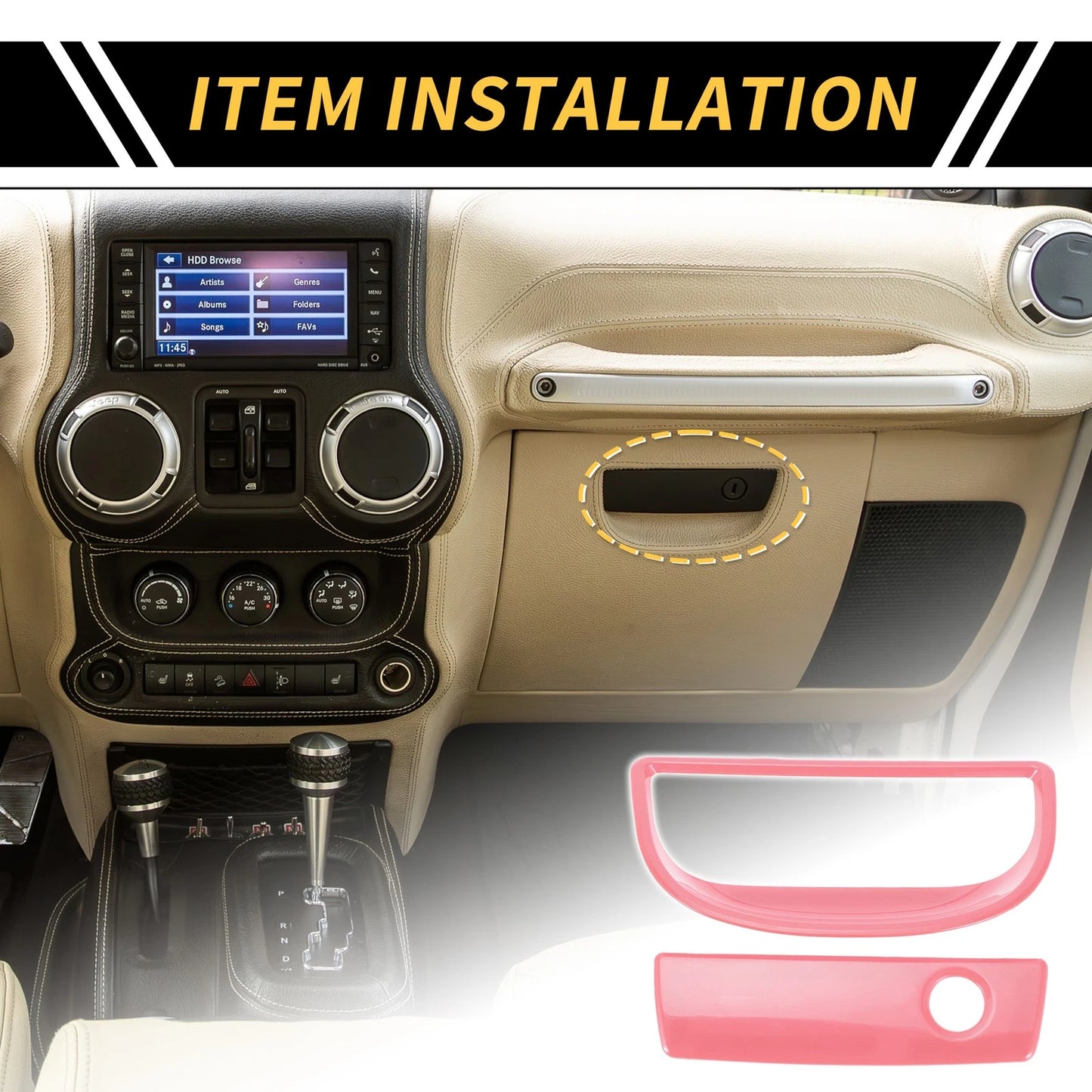 Glove Box Handle Switch Cover for Jeep Wrangler JK (2007-2017) Pink