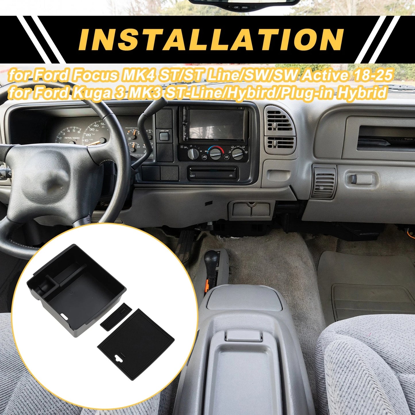 Center Console Organizer Tray for Ford Focus MK4 ST/ST Line/SW (2018-2023)
