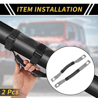 Roll Bar Grab Handles for Jeep Wrangler Roof Rope Handle Gray