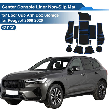 Non-Slip Mat Set for Peugeot 2008 (2020) - 12 Pcs PVC Blue