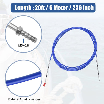 1pcs 20ft Marine Throttle Shift Control Box Cable Clevis Blue for Make Model