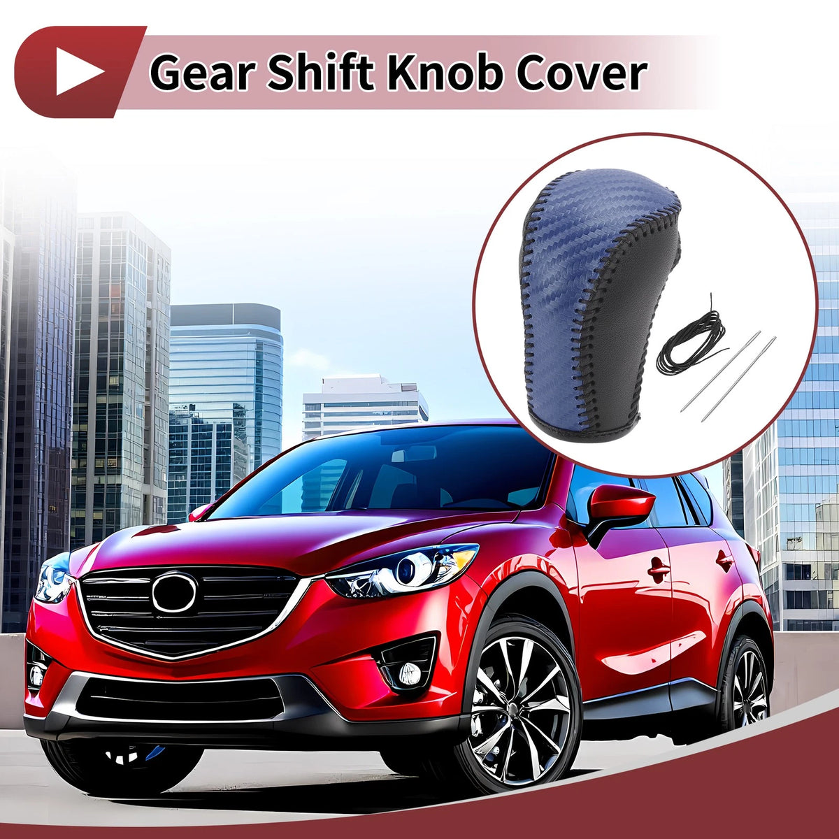 Blue Faux Leather Gear Shift Knob Cover for Mazda CX-5 (2013-2014)
