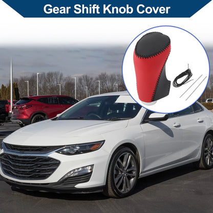 Gear Shift Knob Cover for Chevrolet Malibu Red Black Faux Leather