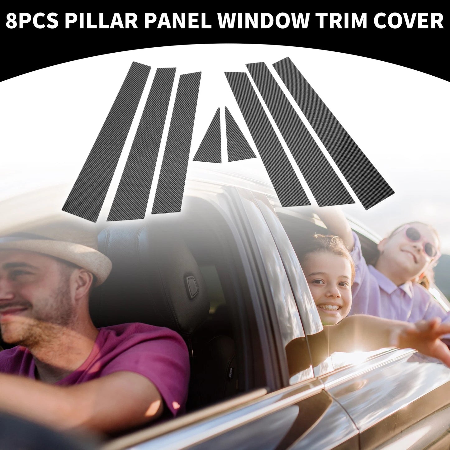 8 Pcs Black Carbon Fiber Window Trim Covers for Subaru Forester (2008-2012)