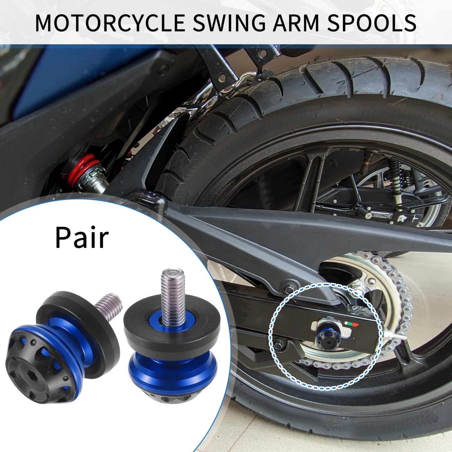 Pair Swingarm Spool 10mm CNC Swing Arm Sliders Stand Blue for Motorbike