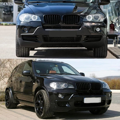 2 x Front Hood Kidney Grills Glossy Black for BMW X5 X6 E70 E71 (2007-2013)