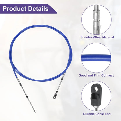400cm Marine Throttle Control Cable Blue with Fastening Head for Make Model