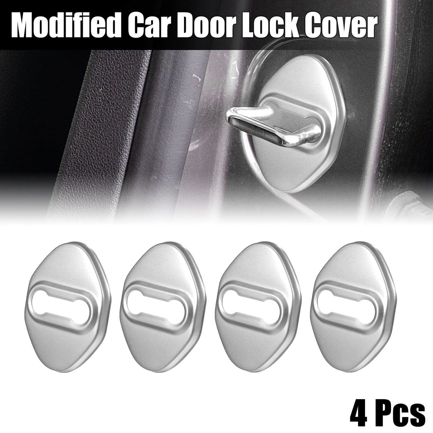 4 x Car Door Lock Latch Covers for Ford Focus (2019-2021) Silver Tone