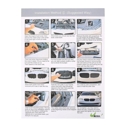 Grille Front Upper Bumper for BMW X5 4-Door Glossy Black Signal Slat Pair