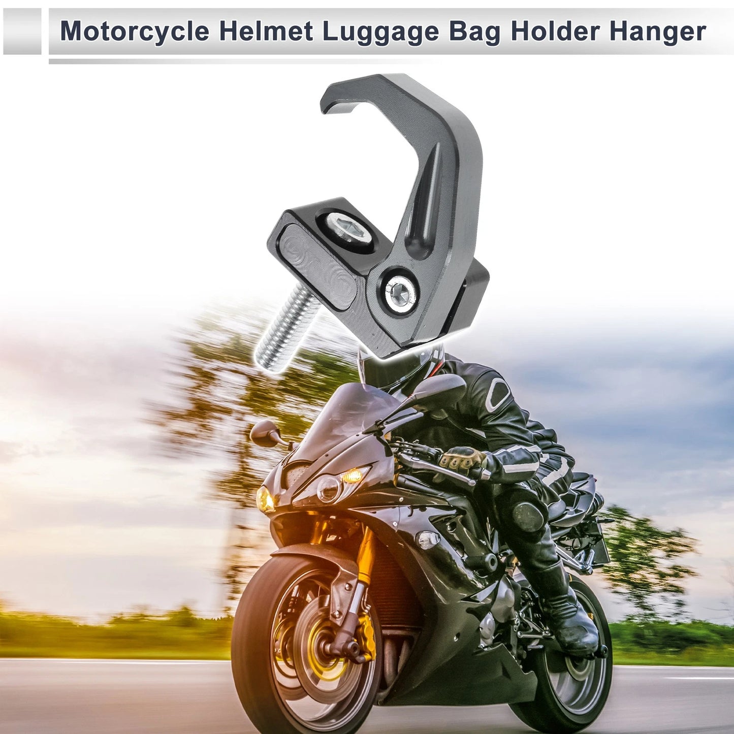 Square W/ Slot Motorcycle Hanging Hook / 42mm Length / Titanium Tone Black