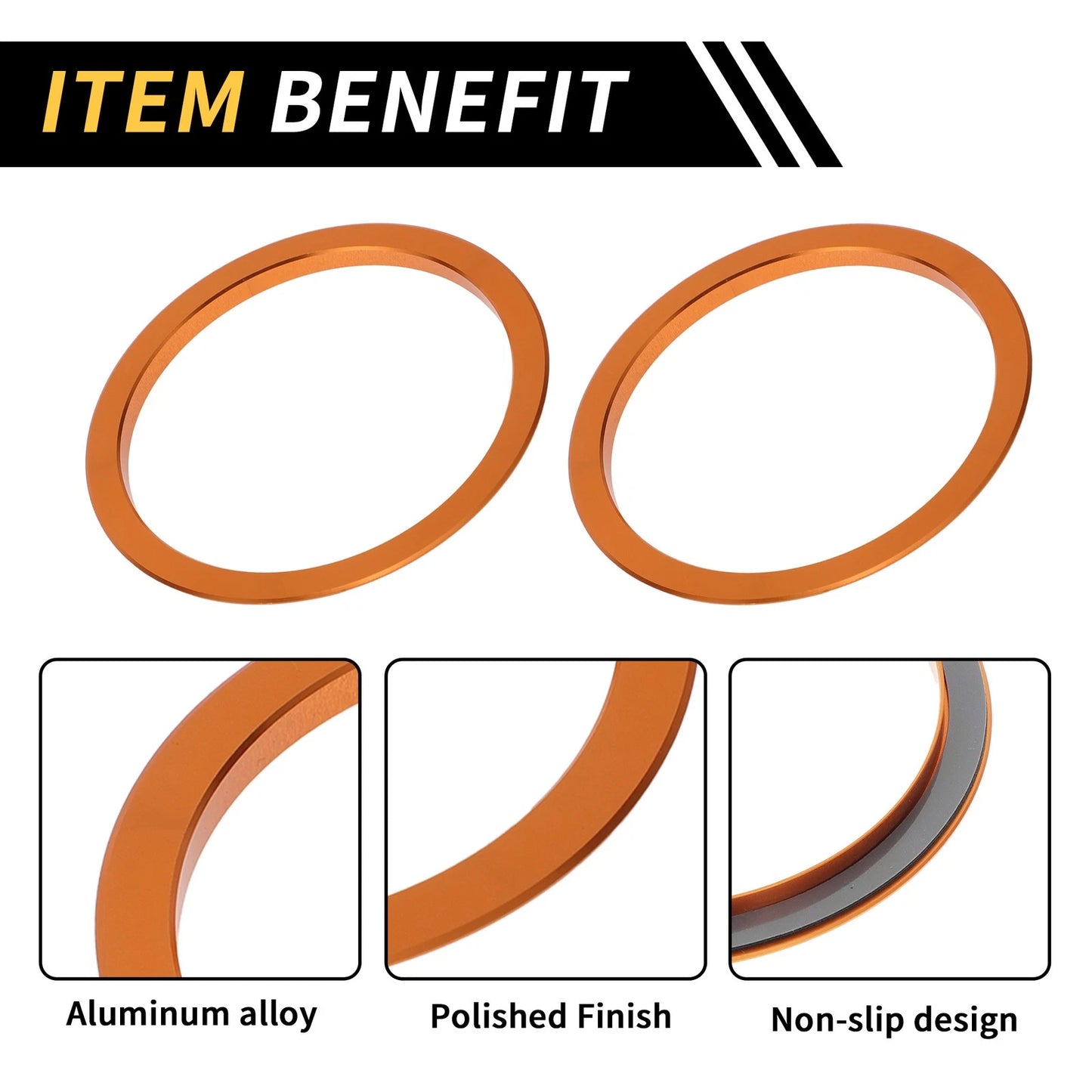 AC Vent Dashboard Decoration Rings 4 x for Toyota Tacoma (2016-2021) Orange