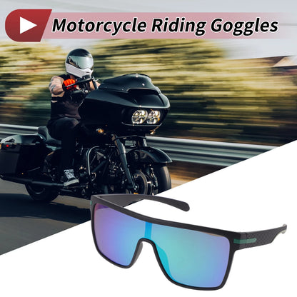 Motorcycle Riding Goggles Green Lens Black Frame Tri-Acetyl Cellulos TR90