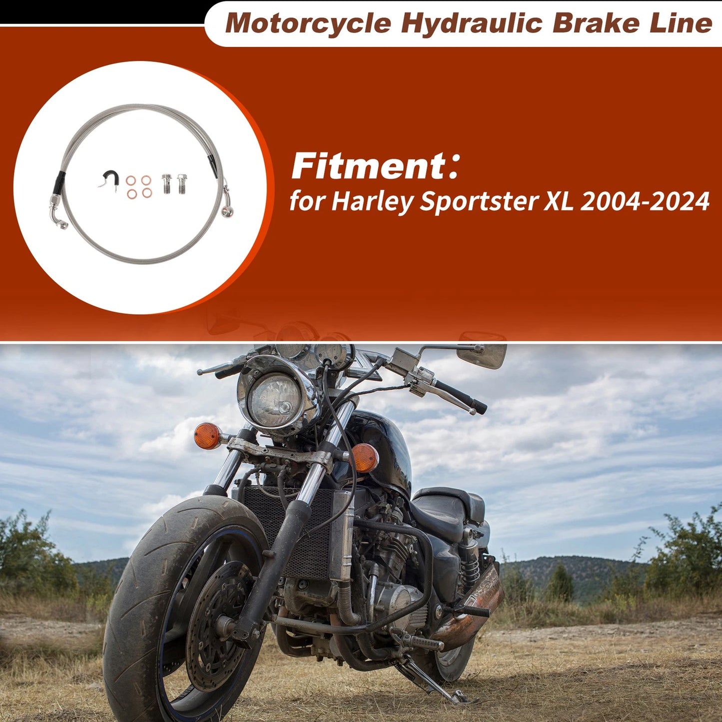 42.5" Hydraulic Front Brake Line Kit for Harley Sportster XL (2004–2024)