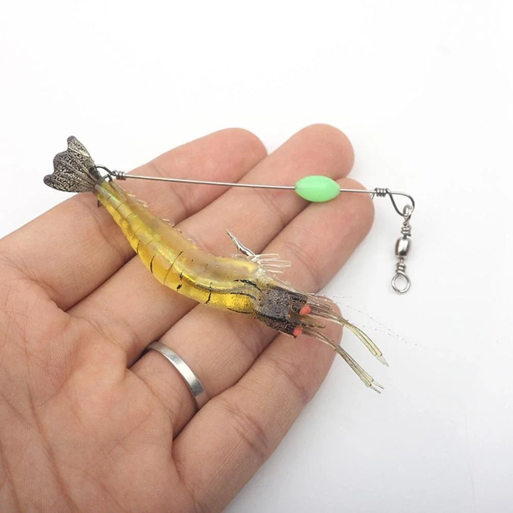 Luminous Shrimp Lure Hook Swivels for Boat Fishing, Reverse Swimming Action