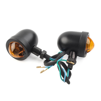 Black Motorcycle Turn Signal Lights for Harley Cafe Racer Bobber Chopper