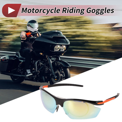 1 Pc Motorcycle Riding Goggles Gold Tone Lens Orange Black Frame for Make Model