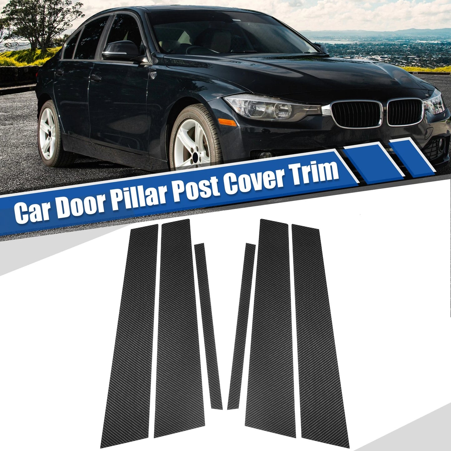 Carbon Fiber Car Door Window Pillar Post Cover Trim for BMW 3 Series (2012-2019)
