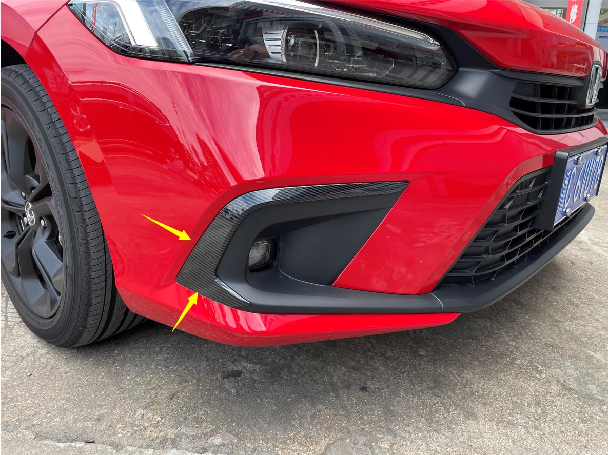 Front Fog Light Eyelid Carbon Fiber Cover Trim for Honda Civic Sedan (2022-2023)