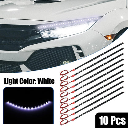 10pcs 30cm Universal LED Strip Light 12V Flexible for Car Motorcycle White Light