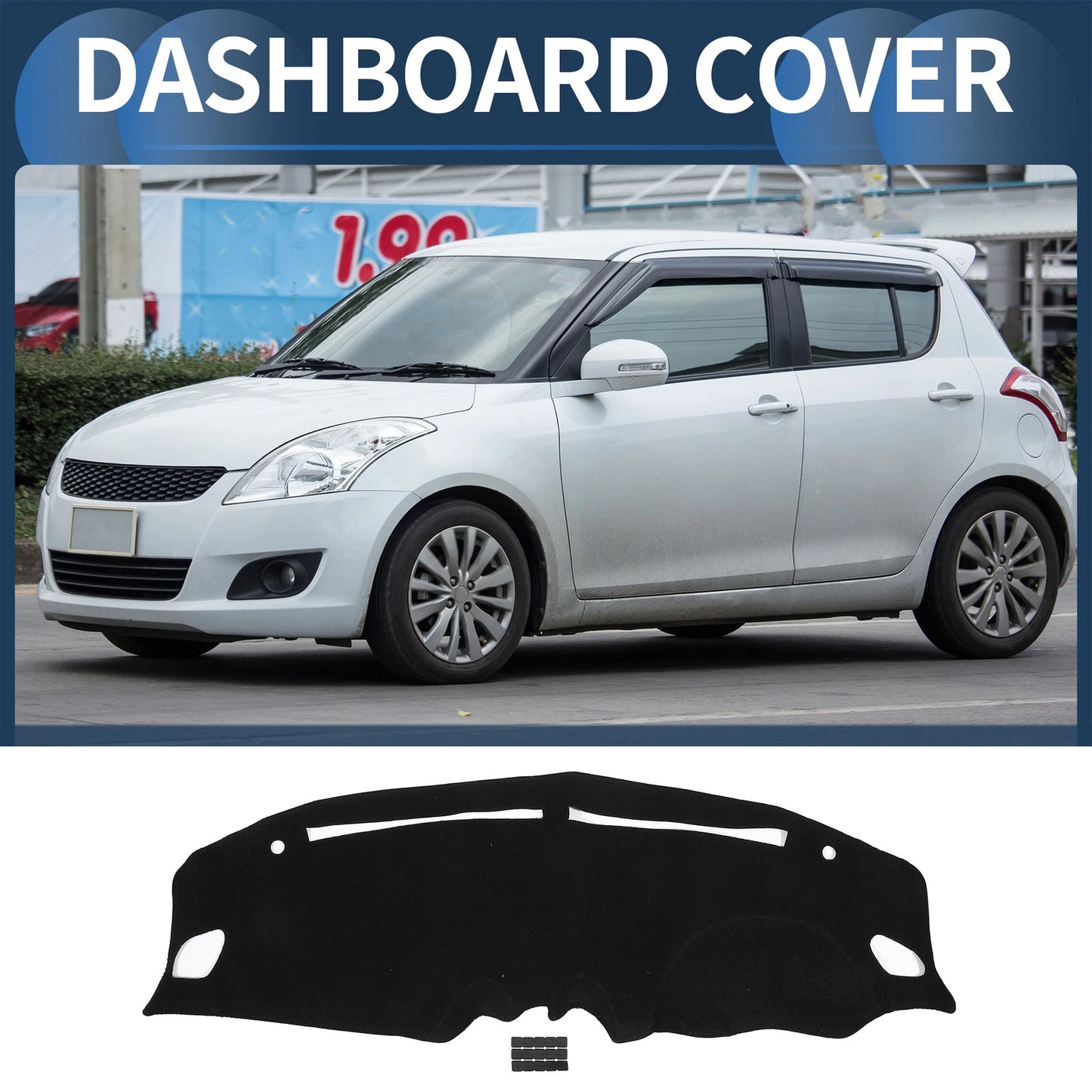 Dashboard Cover Mat for Suzuki Swift ZC33S 2018-2024 Black 1 Set