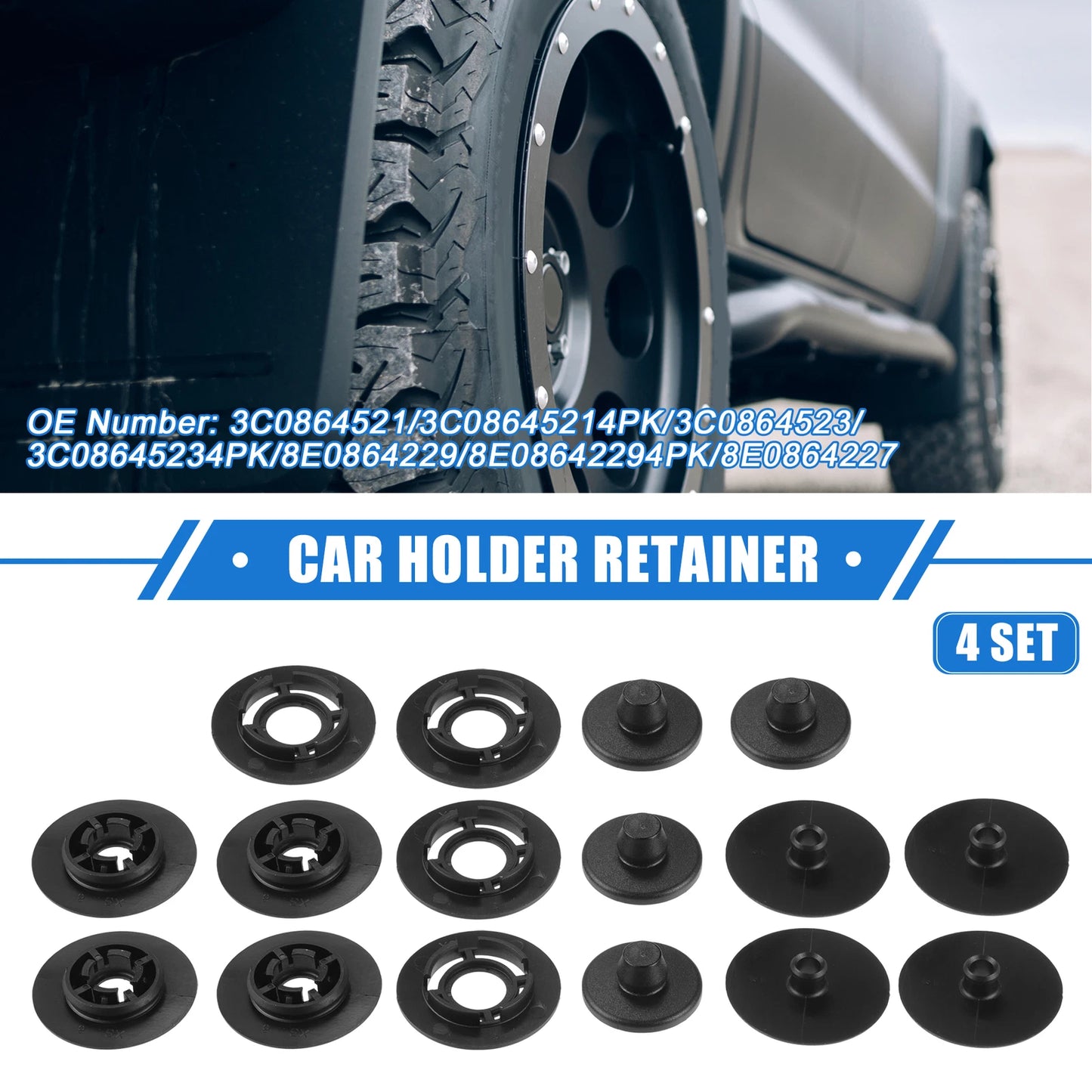 4 x Car Holder Retainer Kits for Volkswagen Audi Plastic Black