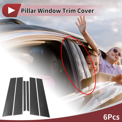 6 Pcs Door Pillar Window Trim for Mercedes-Benz C-Class (2015-2018) Black Carbon Fiber