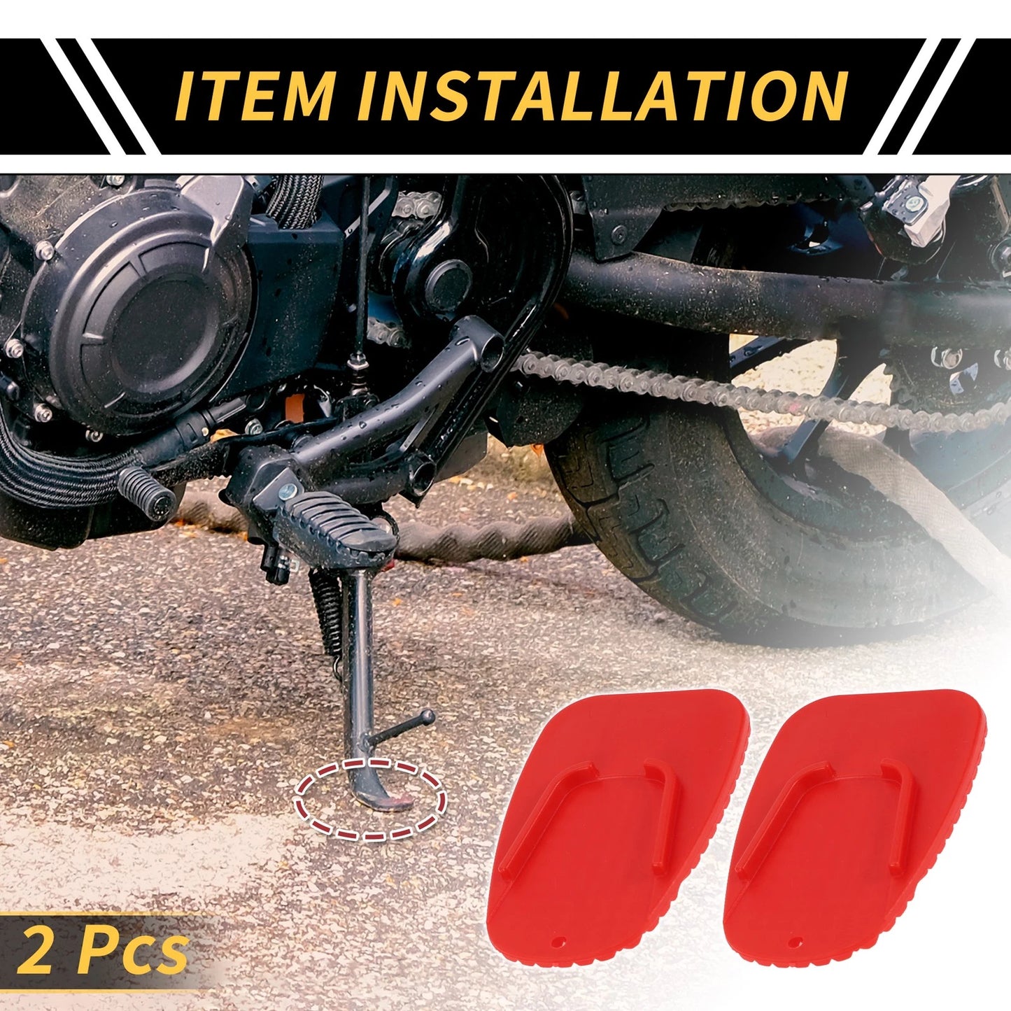 Kickstand Pad 3.54x2.36in 2 x Motorbike Support Plate for Universal Motorcycle