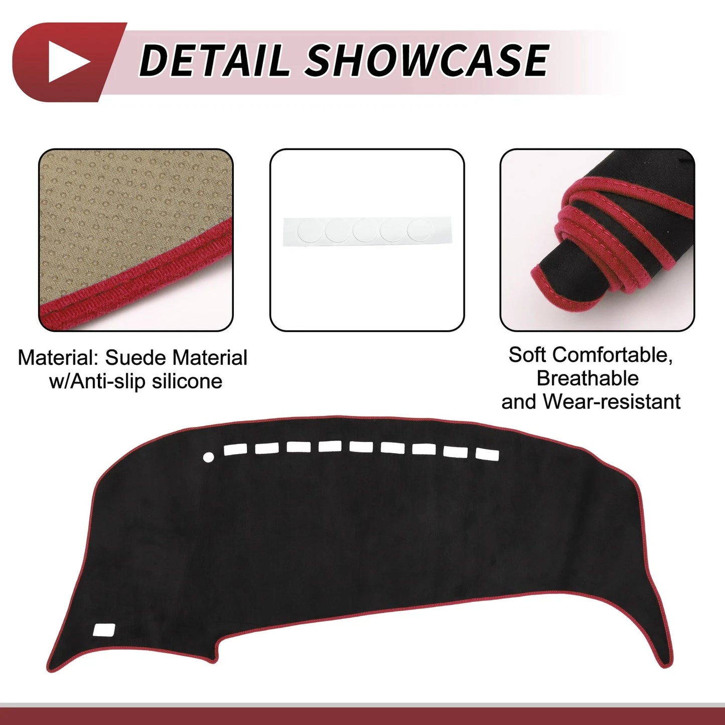 Pad Black Red/Dashboard Dash Cover Mat for Toyota Estima 50 series (2006–2019)
