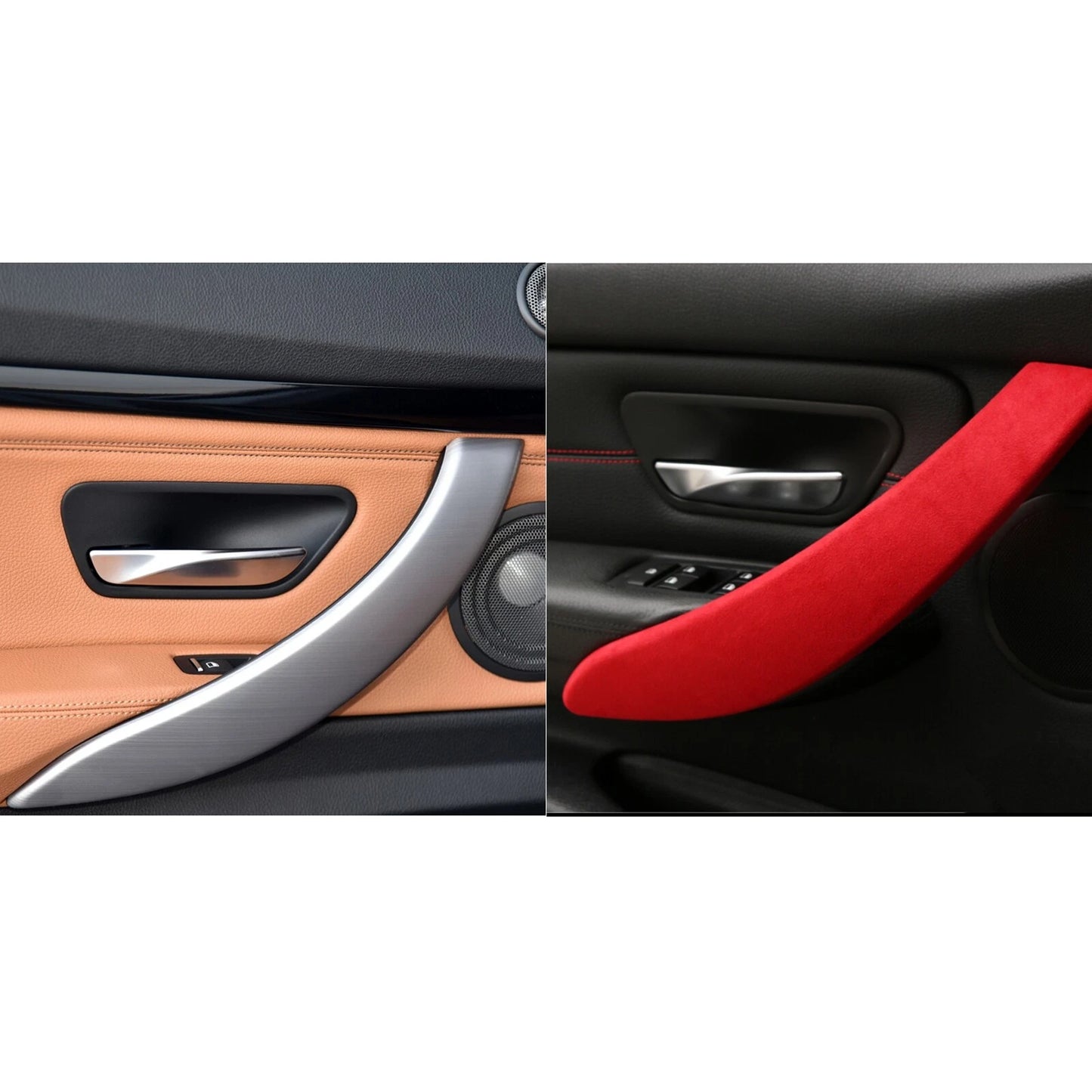 Red Leather Door Pull Handle Cover Trim for BMW 3/4 Series 3GT (2013-2019)
