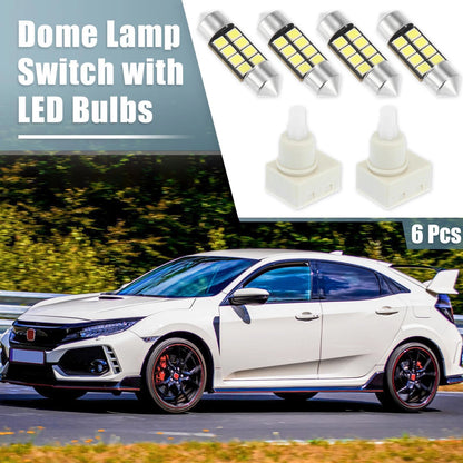 Dome Lamp Switch 2Pcs with 4Pcs White LED Bulbs for Honda Odyssey (2005-2010)