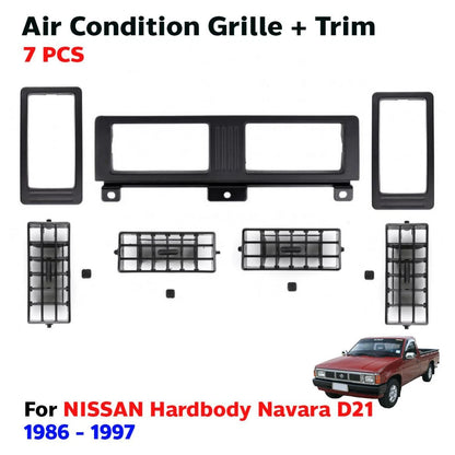 For Nissan Navara D21 Truck 1986-97 Air-Con Vent Grille Cover Trim Black 7 PCS