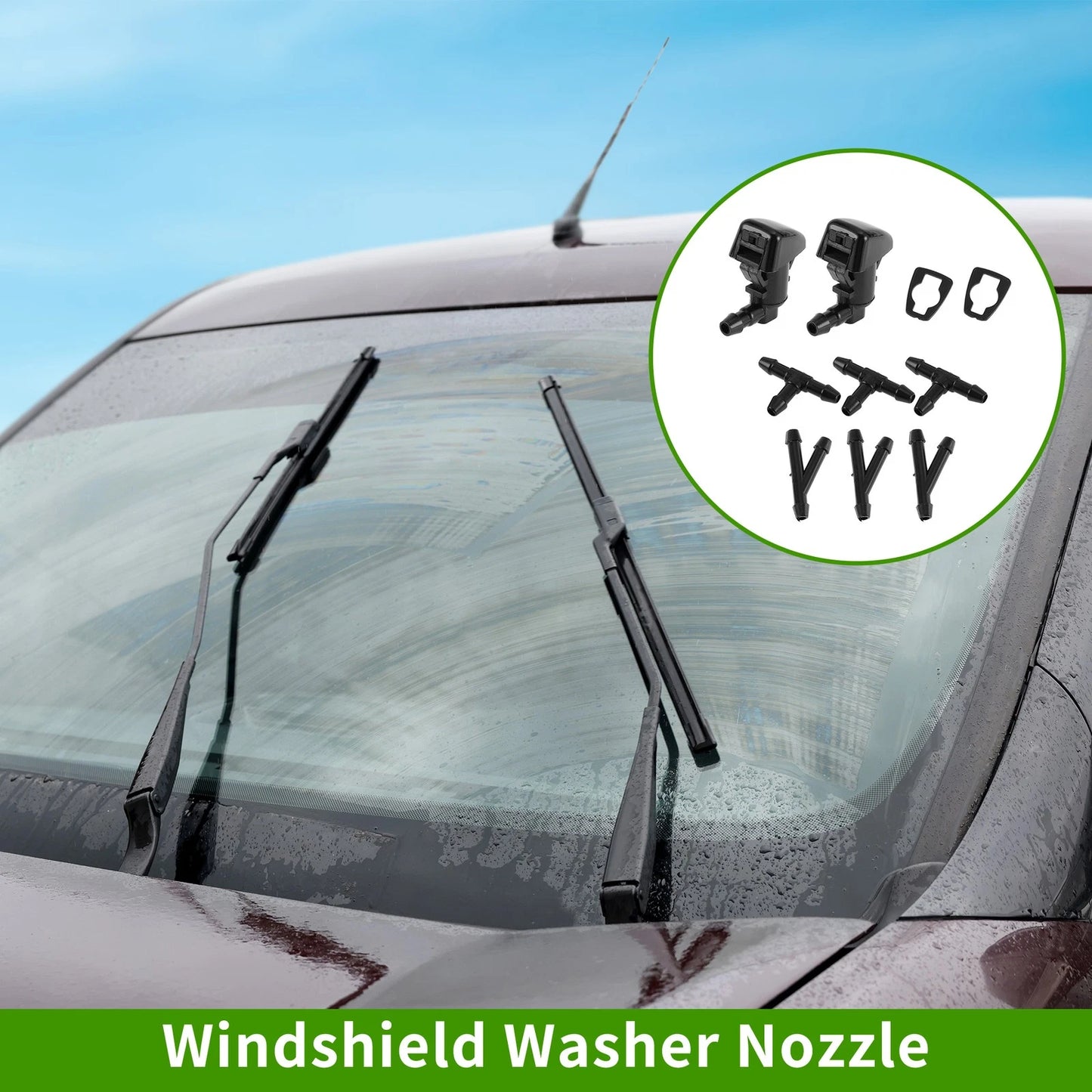 Windshield Washer Nozzle w/ Hose Connector for Ford