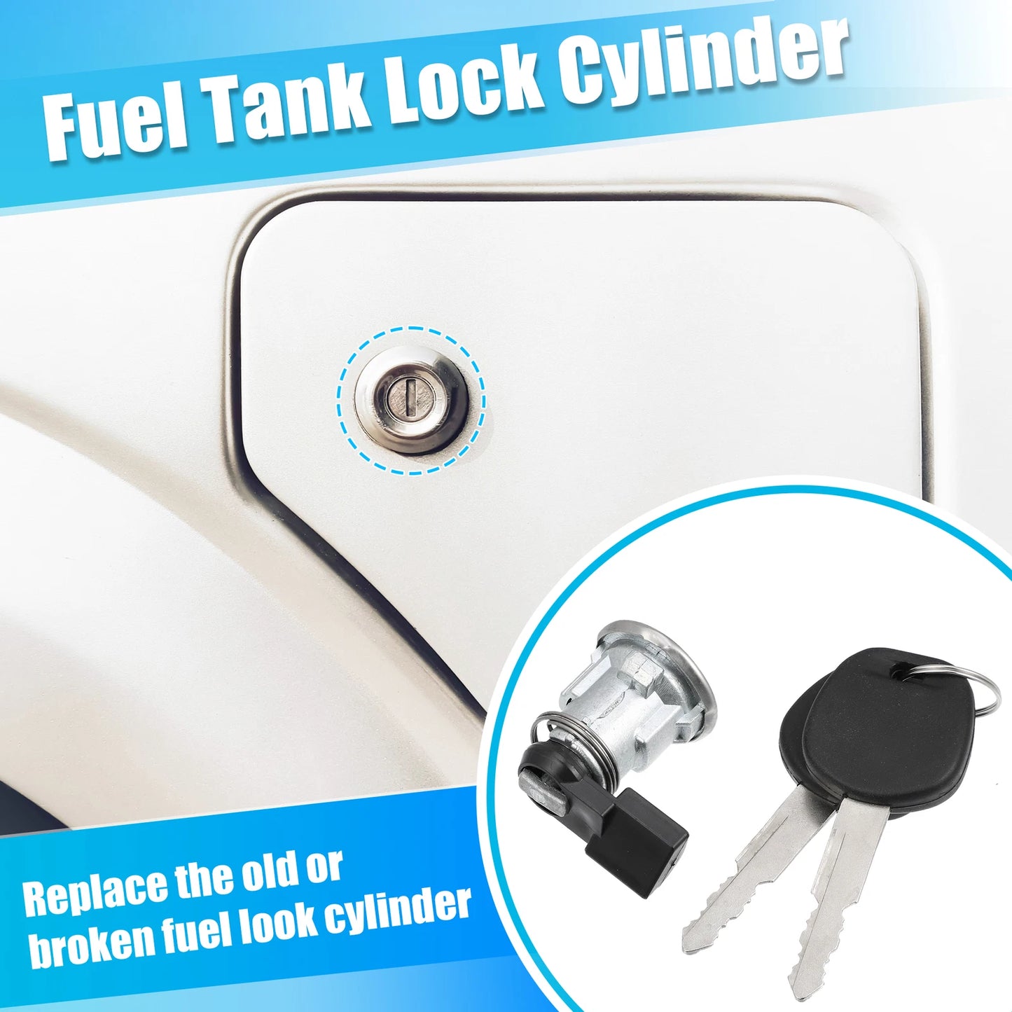 Fuel Door Lock Cylinder w/ Key for Toyota Tacoma Tundra (2005-2023)