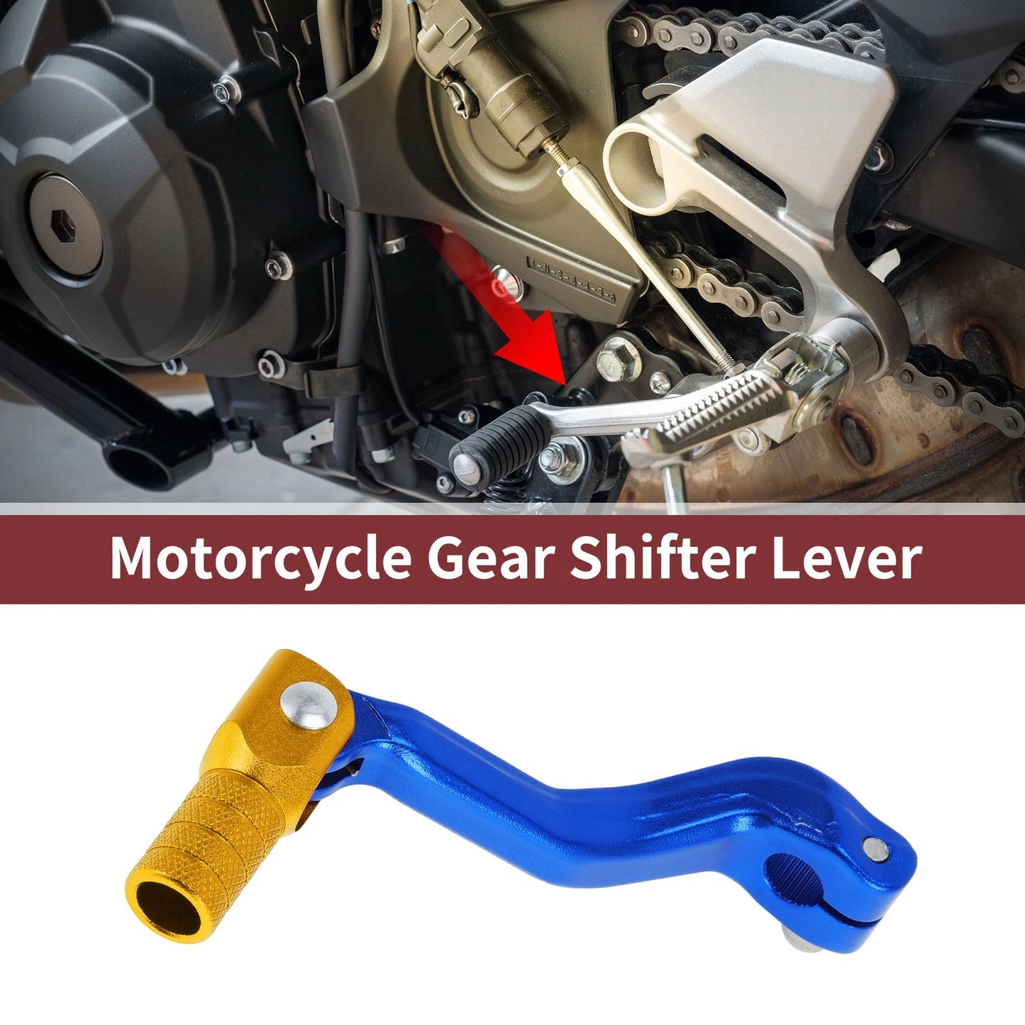 Folding Motorcycle Gear Shifter Lever for Kayo T2 Blue Gold Tone