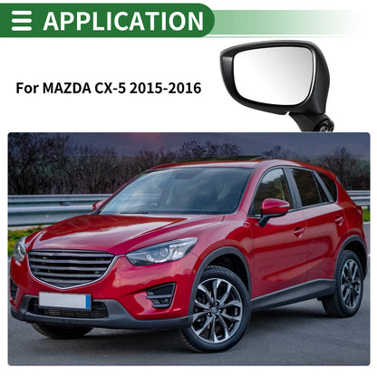 Left Side Door Mirror for MAZDA CX-5 2015-2016 Manual Folding Black