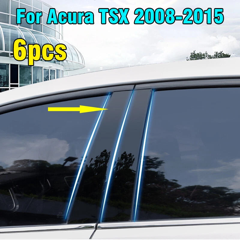 6 x Window Pillar Posts Door Trim Cover for Acura TSX (2008–2015)