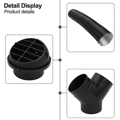 75mm Air Diesel Heater Exhaust Y Pipe 2 Outlets 4 Clamps