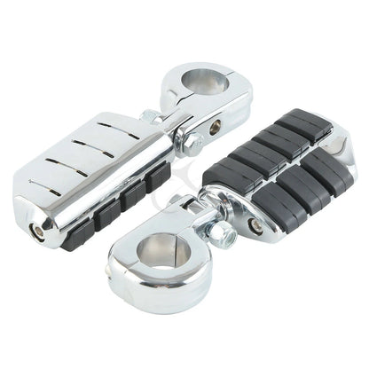 1 1/4" Wing Footpeg Pegs Mount Clamps for Harley Yamaha Chrome