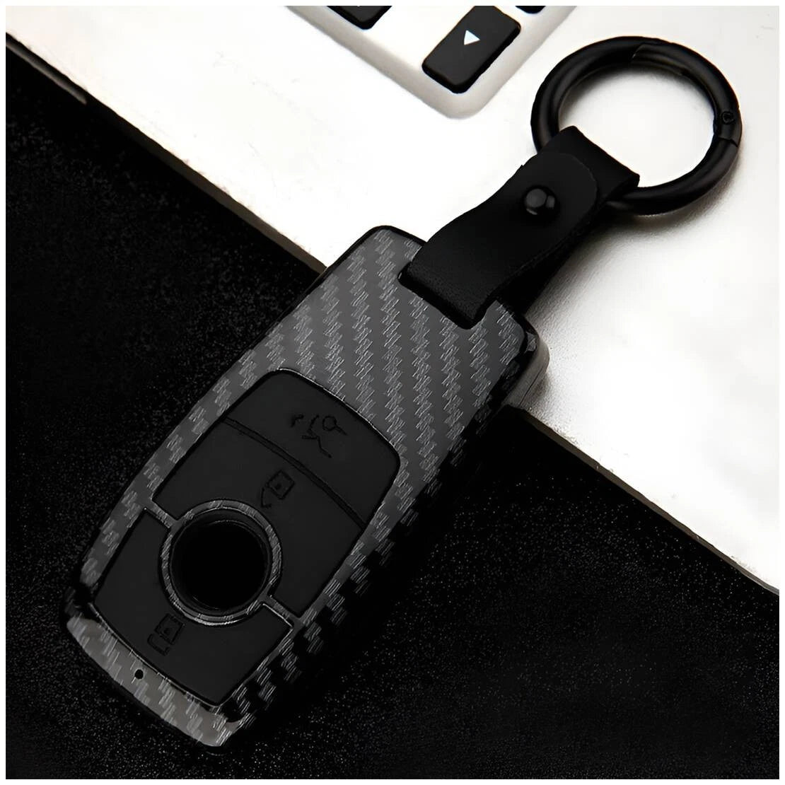 Carbon Fiber Style Key Fob Cover for Mercedes Benz A C E S CLA GLE GLS Class