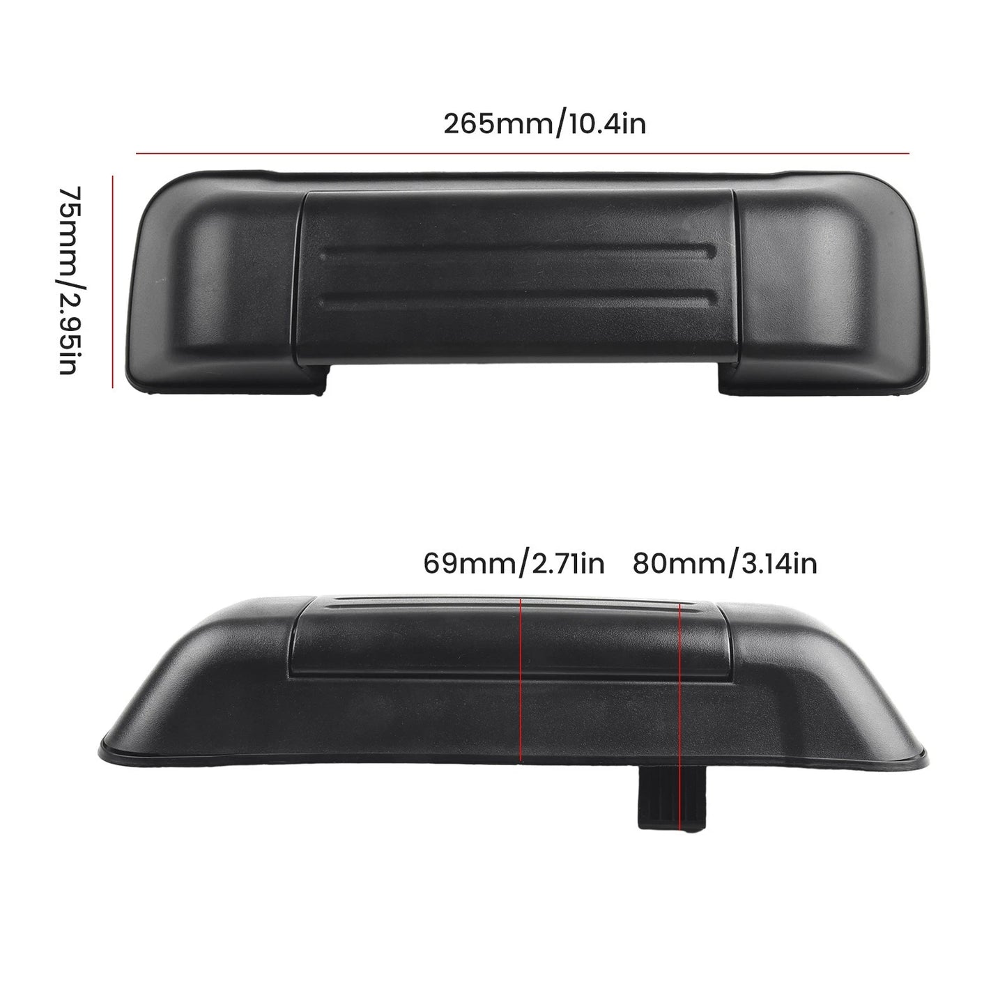 Door Handle 265x75x80mm for Car Exterior Plastic & Iron Tailgate