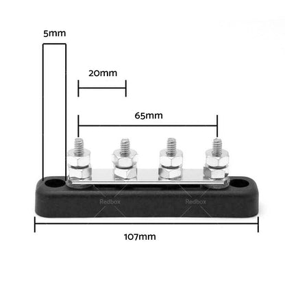 Red & Black 12V 150A Bus Bar Power Distribution Terminal Block