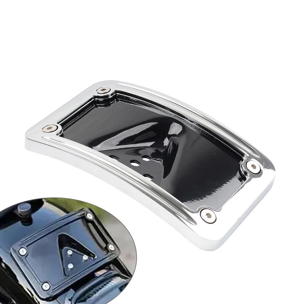 Curved Laydown License Plate Frame Mount Bracket for Harley Dyna Fat Bob