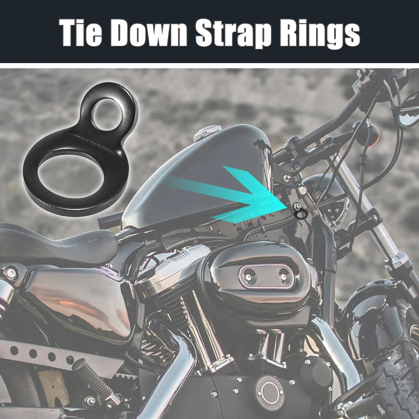 4pcs Stainless Steel Tie Down Anchor Hooks Strap Rings for Motorcycle Black