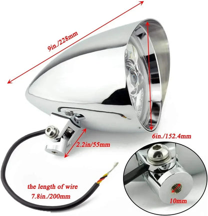 6'' Chrome LED Headlight for Harley Sportster Softail Chopper
