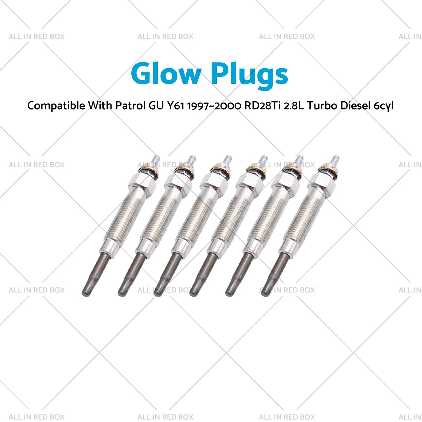 6 Pcs Glow Plugs for Nissan Patrol IV GU Y61 (1997-2000) RD28Ti 2.8L TD 6cyl